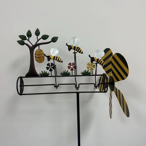 Metal Bee Windmill Three Little Bee Windmills Hagedekorasjon