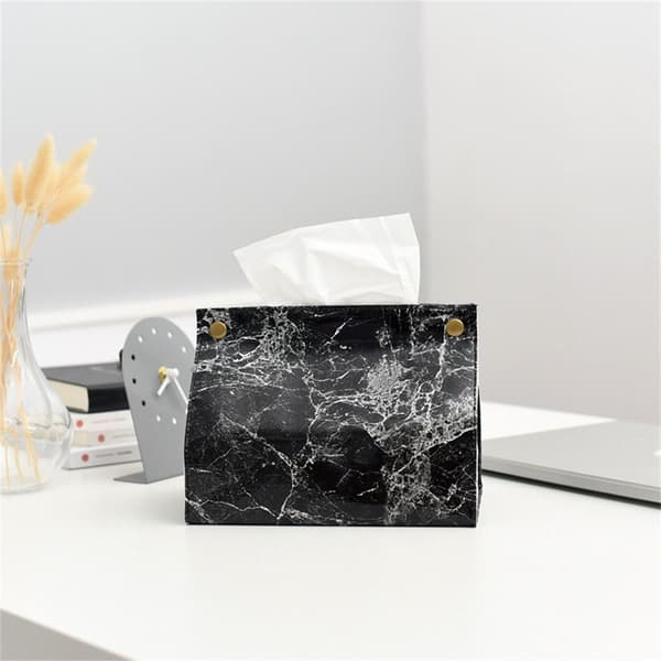 Marble Pattern Tissue Box Vävnadshållare SVART black