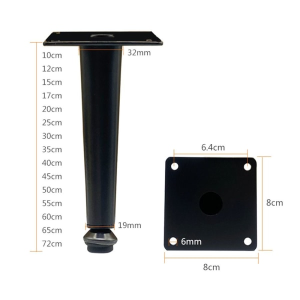Møbelhjul Fodben SORT 15CM Black 15cm