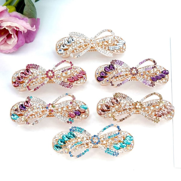 Crystal Bowknot Hårspænder Hårspænder HVID White