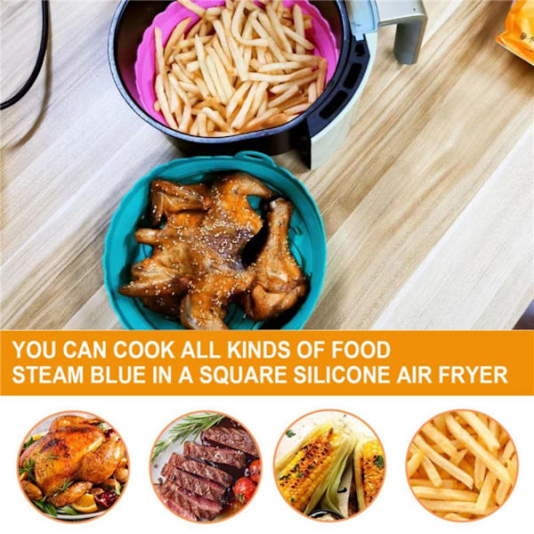 Air Fryer Basket Silicone Pot GRAY grey