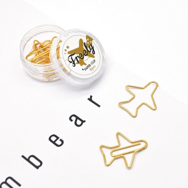8 Stk Papirklips Perm Filklips GULL FLYFLY Gold Aircraft-Aircraft