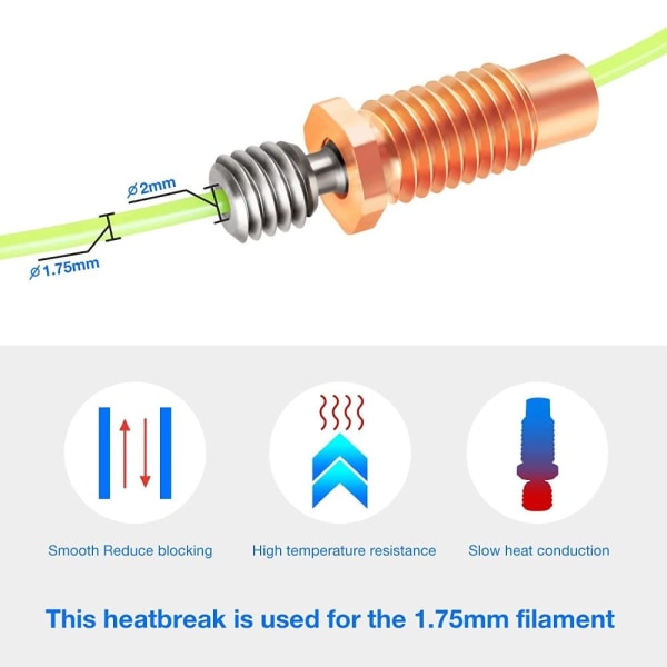 2stk Oppgradering Bi-metall heatbreak V6 Hotend A A A