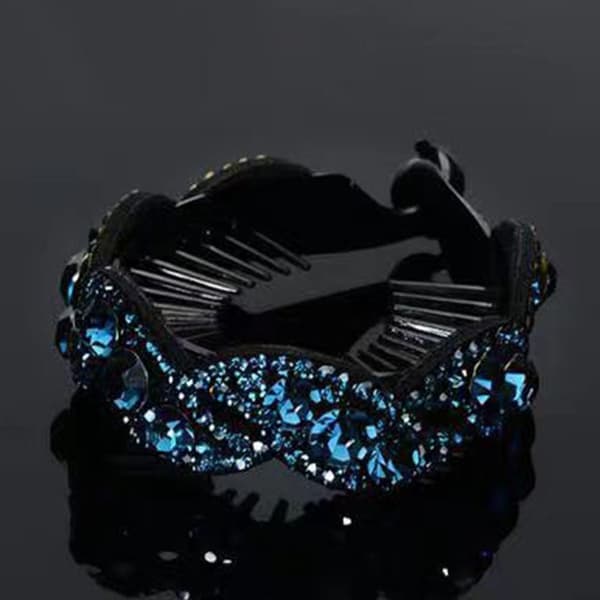 2stk Krystallhårklemmer Hårbolleklipp BLÅ Blue