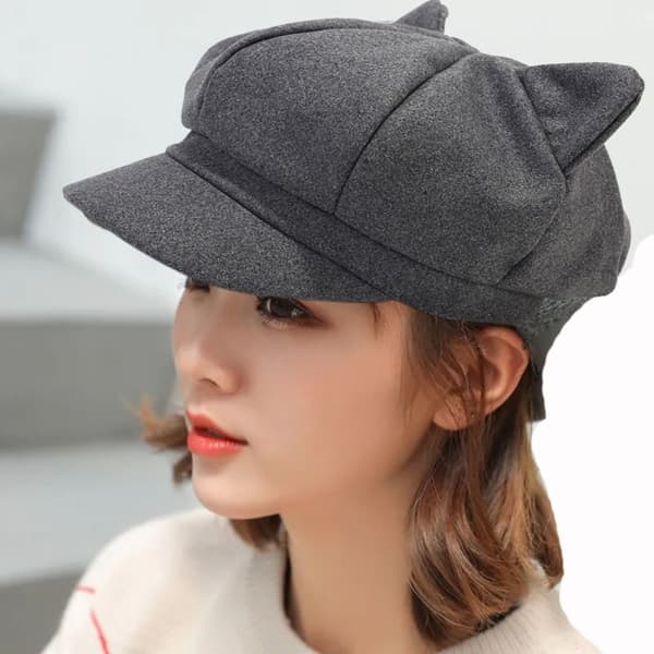 Cat's Ears Hat Basker Hat SVART Black