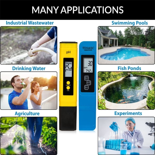 2 stk. PH og TDS Meter Combo PH Meter og TDS, EC, Temperatur
