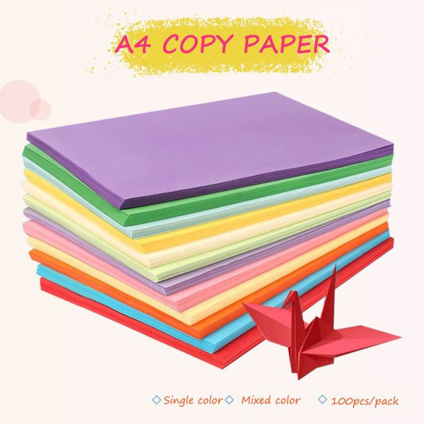 100 Stk A4 Kopipapir Dobbeltsidet Origami LYS LILLA Light Purple
