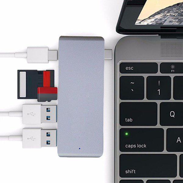 USB C Hub Type-c Combo Dockningsstation USB 3.0 grå