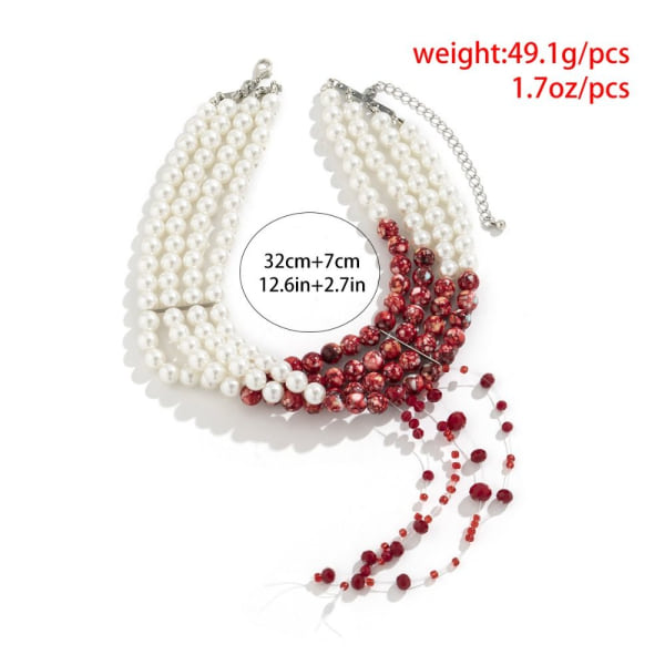 Halloween Blood Pearl Necklace Multilayer Necklace STIL 1 Style 1