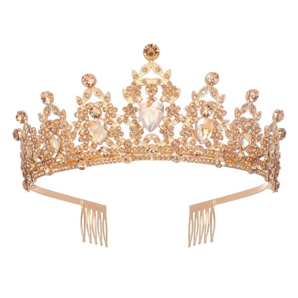 Lyxig barock vintage brudkrona tiara GULD Gold
