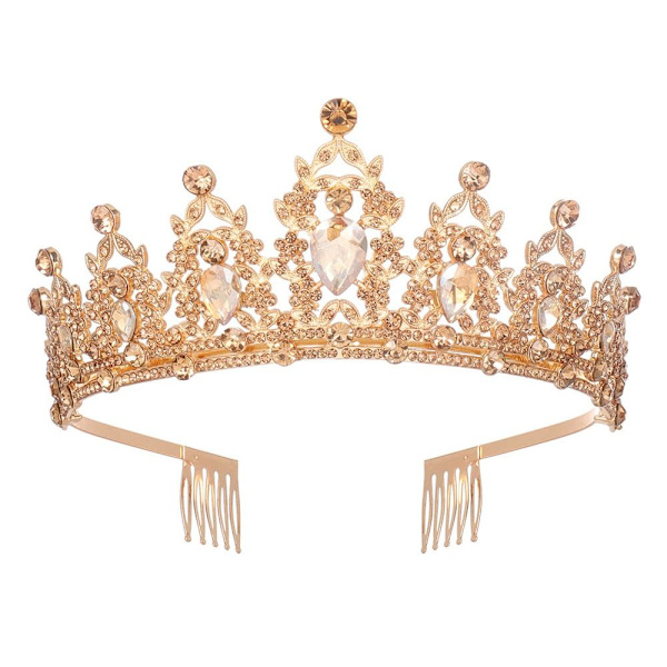 Ylellinen barokkityylinen vintage morsiamenkruunu Tiara GOLD Gold