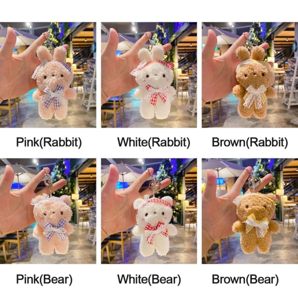 Kanindukke nøkkelring Plysjbjørn HVIT KANIN KANIN white rabbit-rabbit