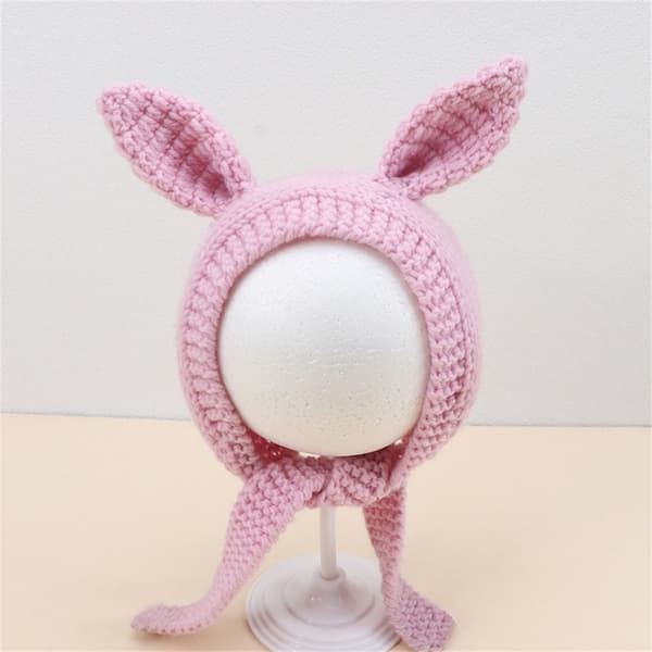 Neulottu hattu Rabbit Cap PINK pink