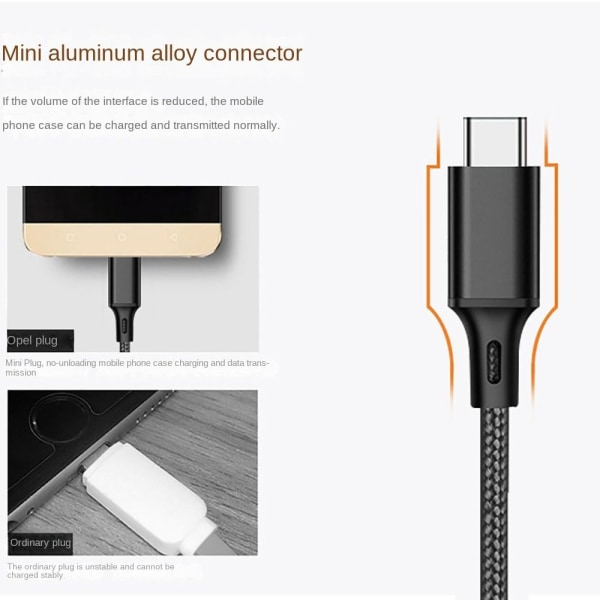Hurtiglading Type-C datakabel SVART ANDROID ANDROID BLACK Android-Android