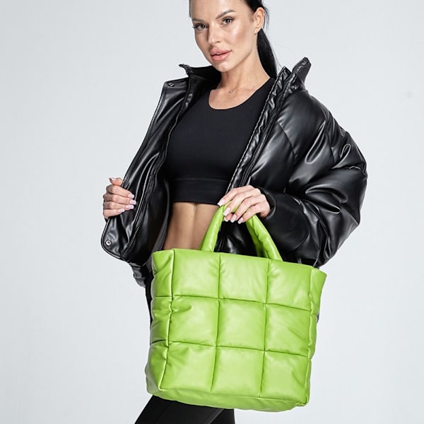 Naisten käsilaukut Suuri puffer-kangaskassi LIME VIHREÄ Lime Green