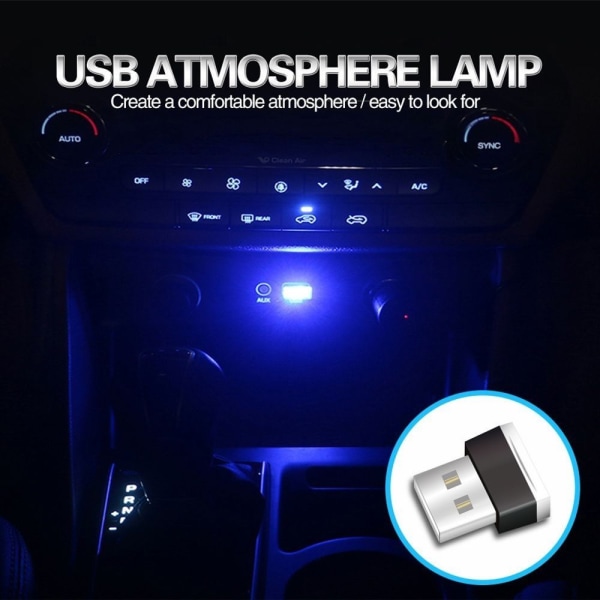 Bil interiør belysning USB LED HVID white
