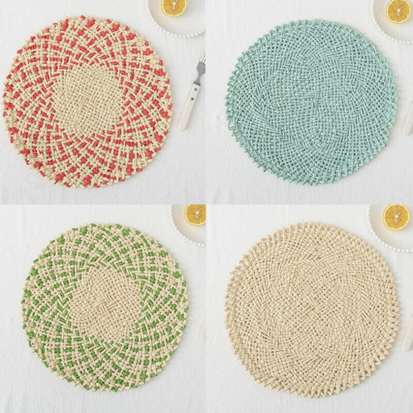 Vävd isoleringsmatta Vävd bordstablett BEIGE&GUL Beige&yellow