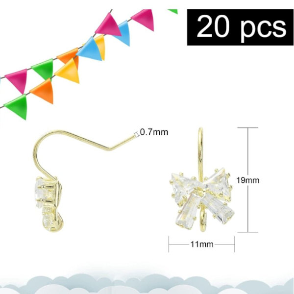 20st Cubic Zirconia Krokar Örhängen Krokar Bowknot Mässing Krokar