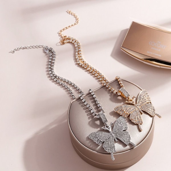 Fjärilshänge Halsband Nyckelbenskedja SILVER silver