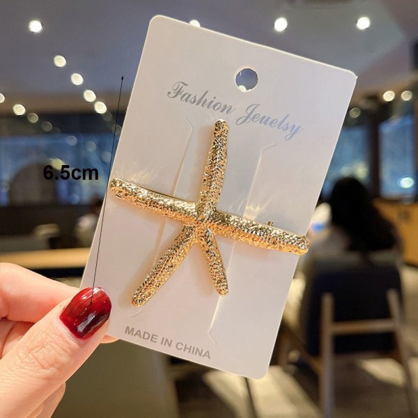 5st Metallbladform Hårklämma Pearl Sjöstjärna Hårnålar GULD Gold Starfish-Starfish