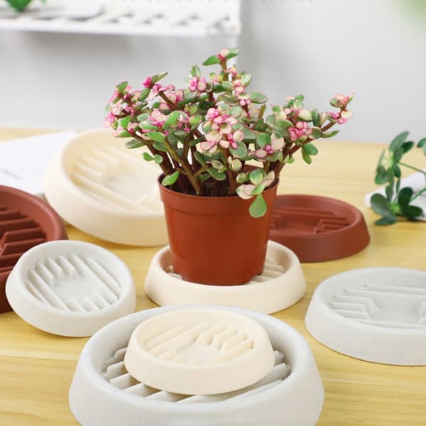 5 st Runda Blomkrukebaser röd S