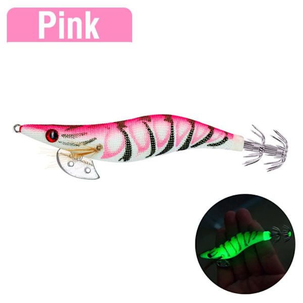 3 STK Trereker lokker blekksprutkrok 8CM/7.6GPINK ROSA 8cm/7.6gPink