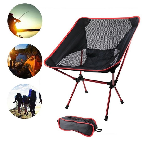 Outdoor kokoontaitettava tuoli Kalastustuoli PUNAINEN SUURI RED LARGE