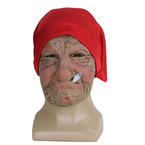 Smoking Granny Mask Gammel Nana Latex Mask Bestemor Facepiece