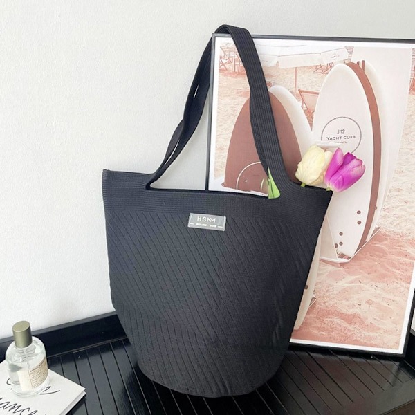 Knit Handbag Knot Wrist Bag SVART black