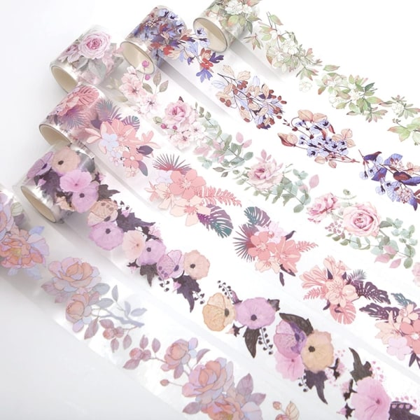 6 rullar Flower Tapes Scrapbook Tapes Transparent Tapes