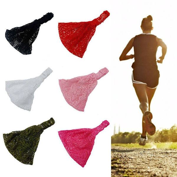 Pannband Bred Spets Pannband ROSE RED Rose red