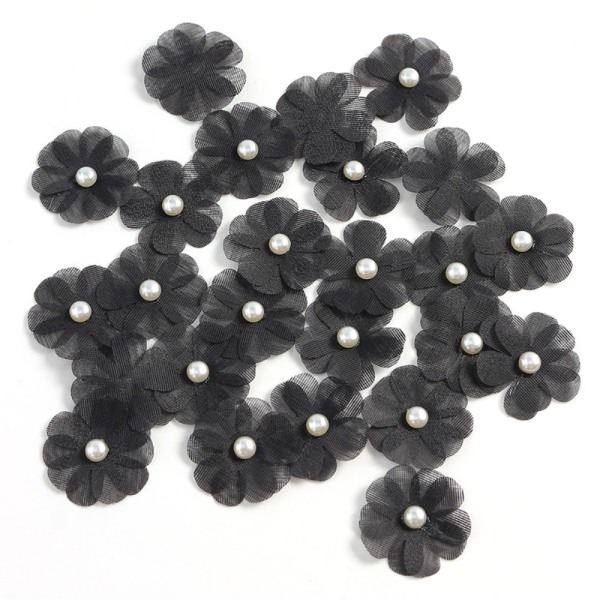 50 kpl Rose Fake Flowers DIY Crafts Decor MUSTA Black