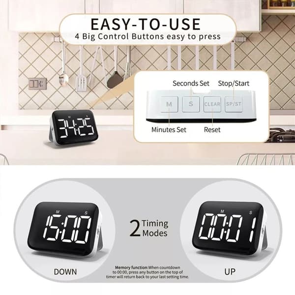 LED Digital Timer Nedräkning Väckarklocka Nedräkningstimer
