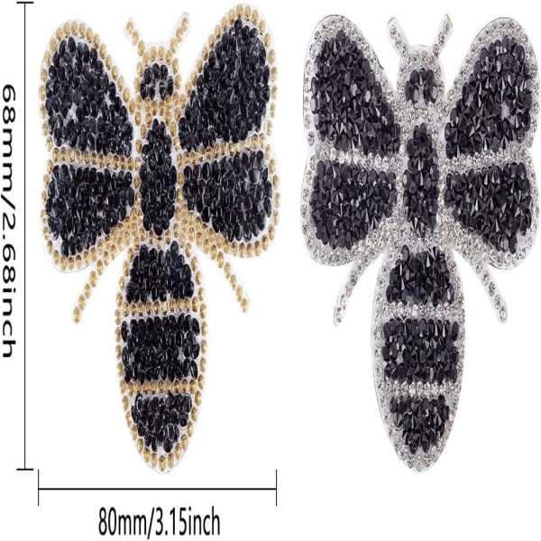 12 stk Crystals Bee Patches Bling Emblem Patch Badge