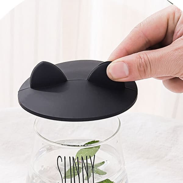 2st Universal Silikonkopp Lock Läcksäker kaffemugg SVART Black