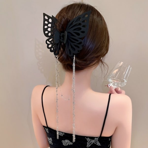 Butterfly Tupsu Hair Claw Ponytail Claw Clip MUSTA black