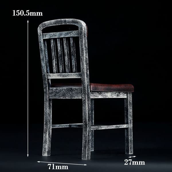 1/6 Miniature Stol Soldat Samlet Stol SORT Black