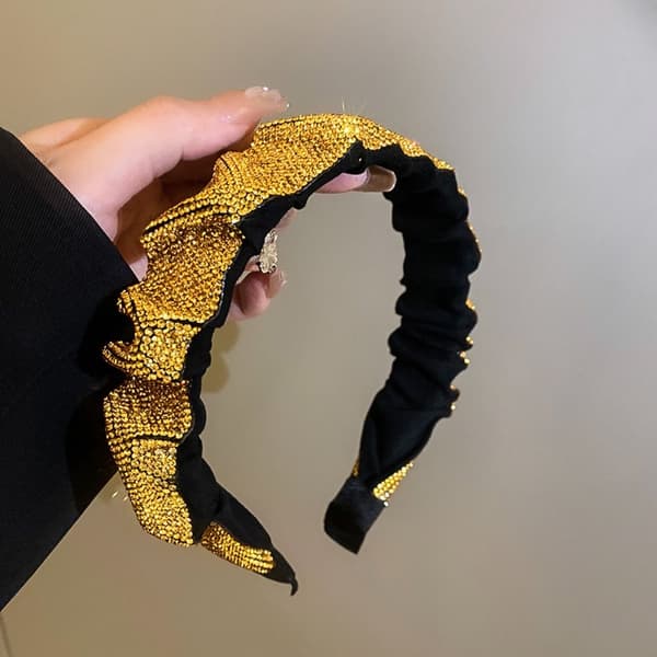 Dame pannebånd Rhinestone hodeplagg GUL yellow