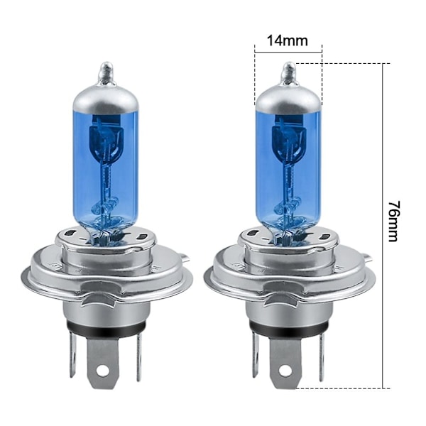 2 stk hvid xenon halogen pære bil pærer H4