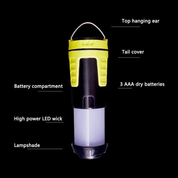 LED bærbar lanterne sammenleggbar teltlampe campinglys