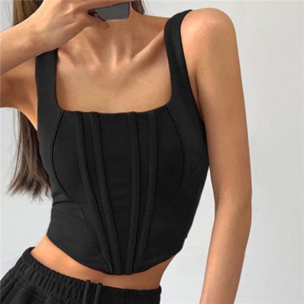 Crop Topit Lyhyt toppi BLACK S black S