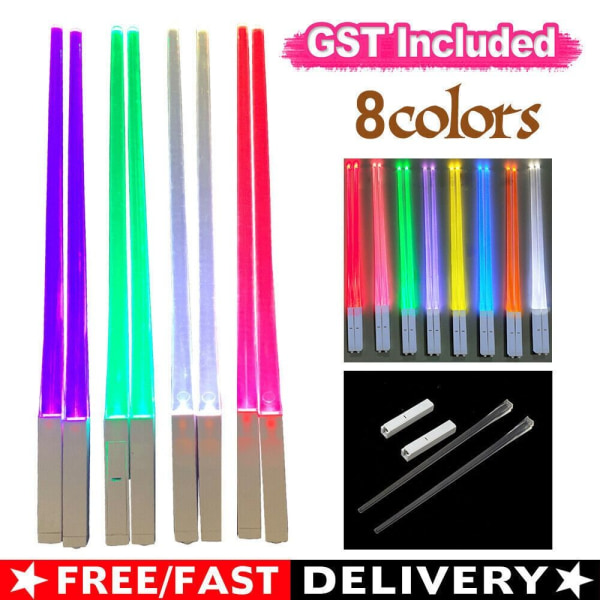 2 ST LED Glödande Ätpinnar Glödande Ljus Sabre Chop Sticks Pink