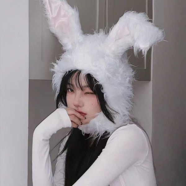 Bunny Ears Lue Øreklaff Cap HVIT White