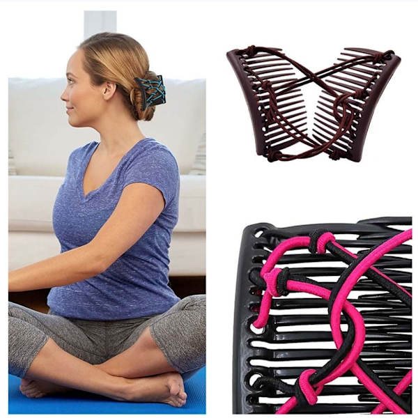 Elastiskt rep Pan Hårklämmor Lazy Comb RÖD RED