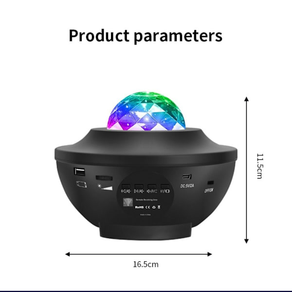 Stjernehimmel projektorlys Galaxy Star Natlampe Musiklampe