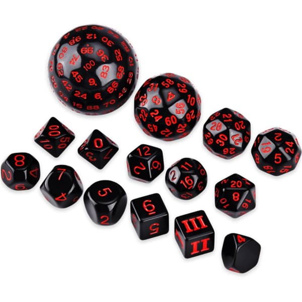 15 st Akryl Multi Side Tärning Set RÖD red