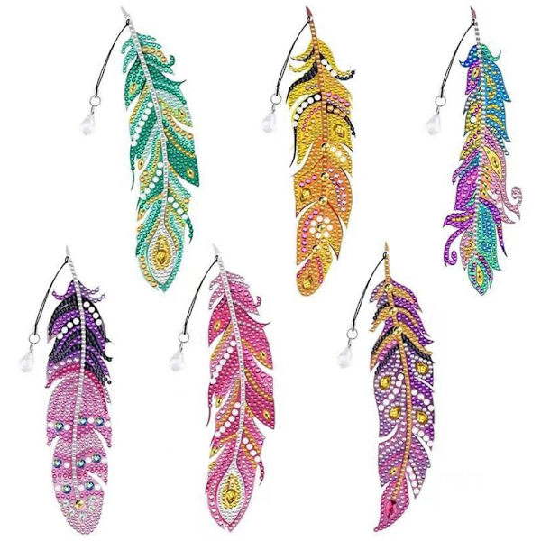 6 kpl / set Feather Bookmark Diamond painting Kirjanmerkki 06 06 06