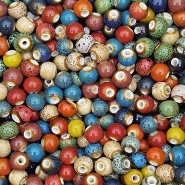 200 st Porslinspärlor Antika glaserade pärlor Keramikporslin