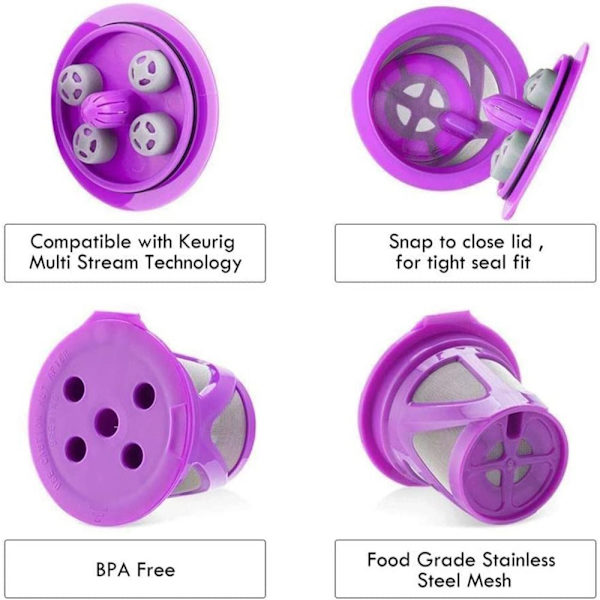 Kaffekapsler kopp påfyllbare filtre LILLA 2 2 Purple 2-2