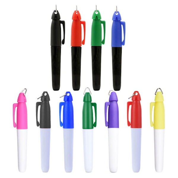10 STK Golf Marker Pen Golfbold Liner 10 STK SORT 10 STK SORT 10pcs Black